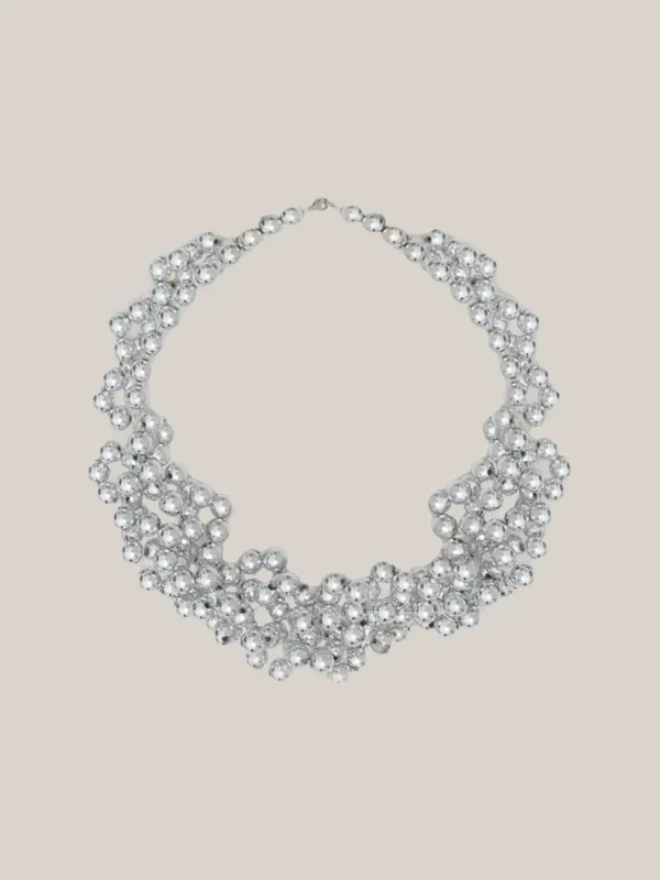 MALAIKARAISS Crochet Beads Col­li­er Silver<< Necklaces | Bridal