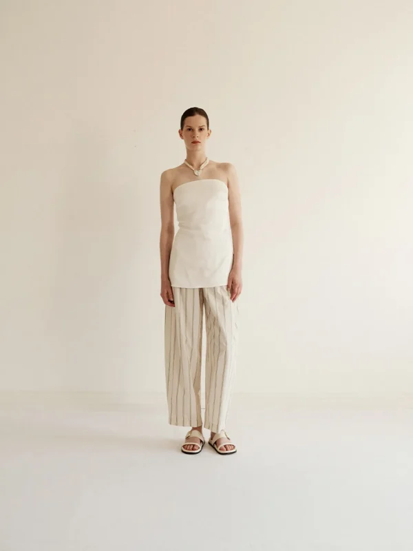 MALAIKARAISS Drawstring Trousers Striped<< Trousers