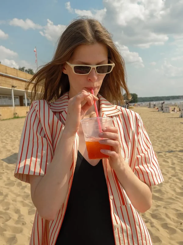 MALAIKARAISS SHIRT-BLOUSE CHAND­LER RED STRIPED<< Tops/blouses