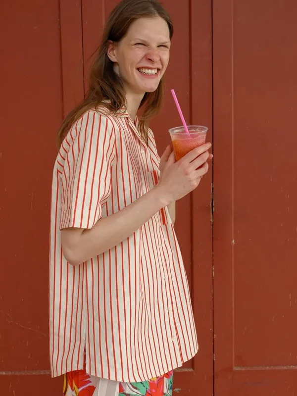 MALAIKARAISS SHIRT-BLOUSE CHAND­LER RED STRIPED<< Tops/blouses