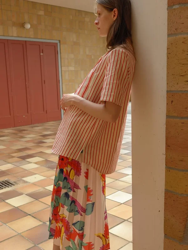 MALAIKARAISS SHIRT-BLOUSE CHAND­LER RED STRIPED<< Tops/blouses