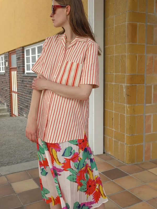 MALAIKARAISS SHIRT-BLOUSE CHAND­LER RED STRIPED<< Tops/blouses