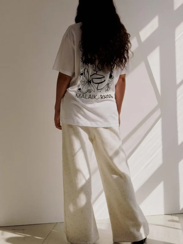 MALAIKARAISS TRACK PANTS SUVI cream confetti<< Trousers